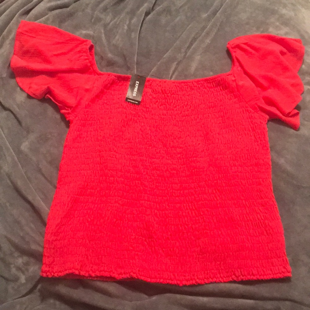 Express Women’s Smocked Flutter Sleeve Blouse